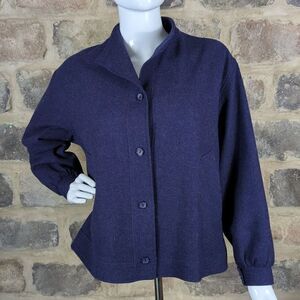 James Pringle Holm Woollen Mills Navy Blue Pure New Wool Jacket Made in Scotland